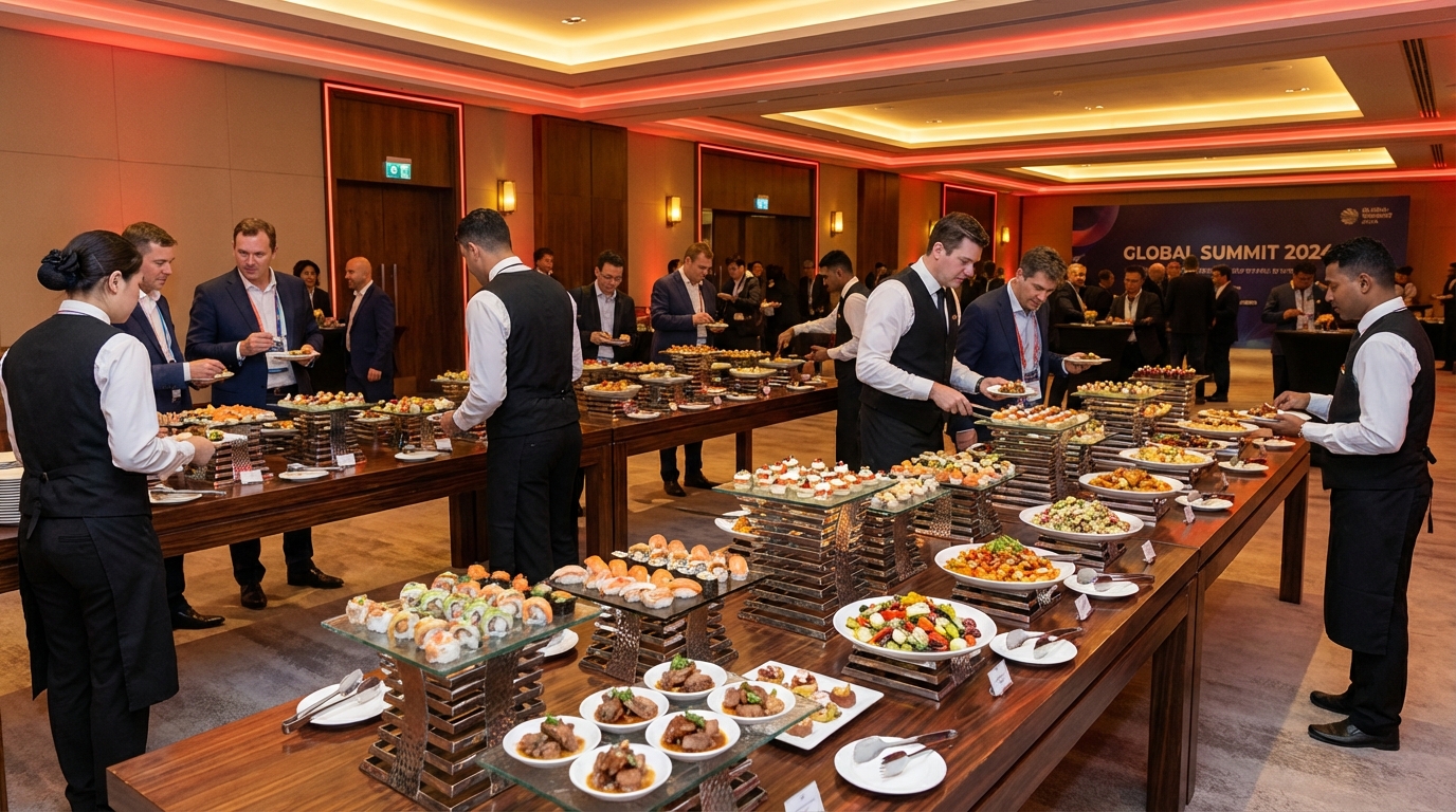Rich Buffet and Gourmet Food Presentation